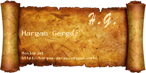 Hargas Gergő névjegykártya
